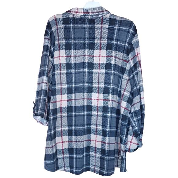 New York Laundry Flannel Shirt 3X Cream Grey Black Plaid Button Down Cabincore - Picture 2 of 8